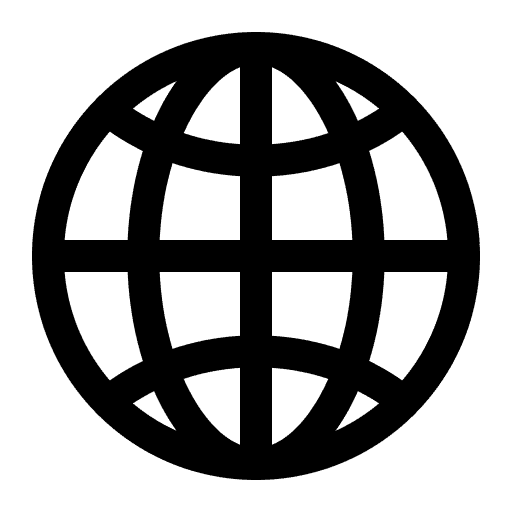 Ein schwarzes Globus-Symbol auf transparentem Hintergrund