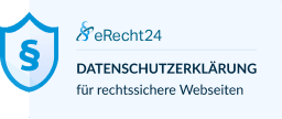 Logo von eRecht24 für Datenschutzerklärungen mit Schutzschild.